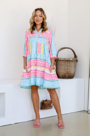 101313 Dress Pink and Blue