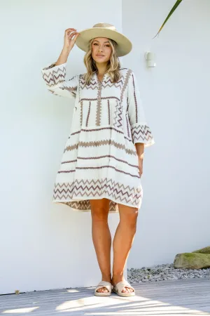 6454w WHITE & BEIG Dress