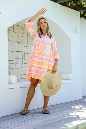 6454op ORANGE & PINK Dress