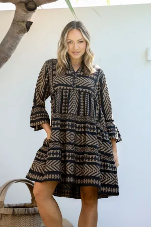 6454cb CHOCOLATE & BLACK Dress