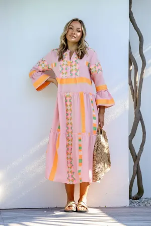 7549pn PINK & NEON ORANGE Dress