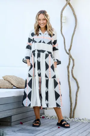 7549b NATURAL & BLACK Dress