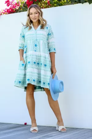 Blue Jacquard Dress