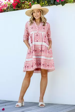 Peach Jacquard Dress
